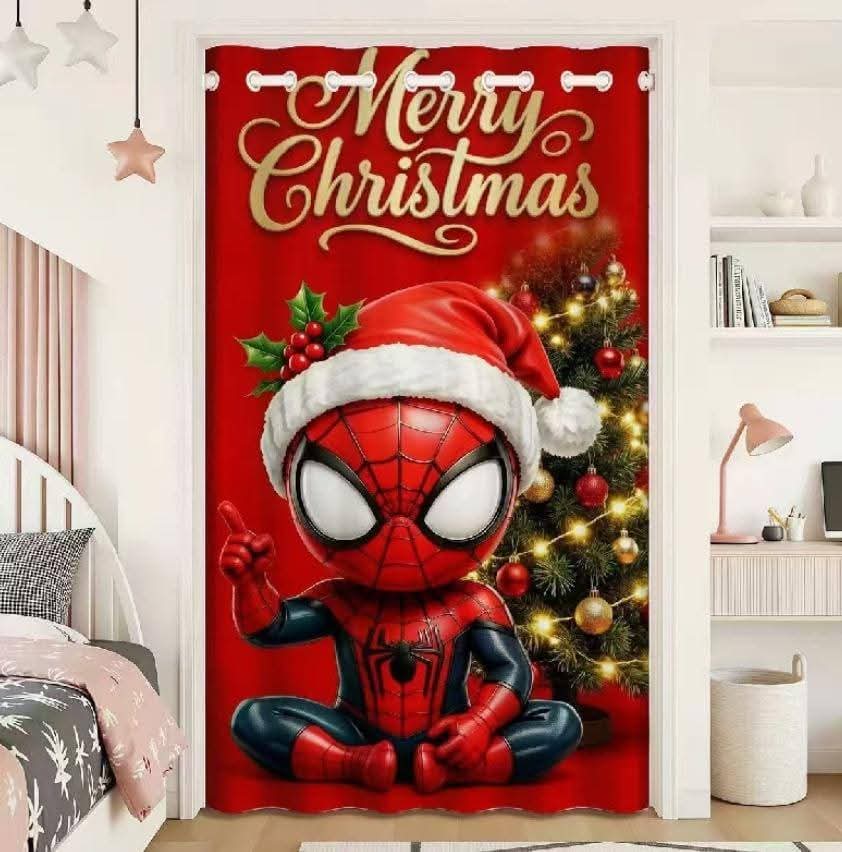 CORTINA NAVIDEÑA DECORACION PERSONAJES SPIDERMAN