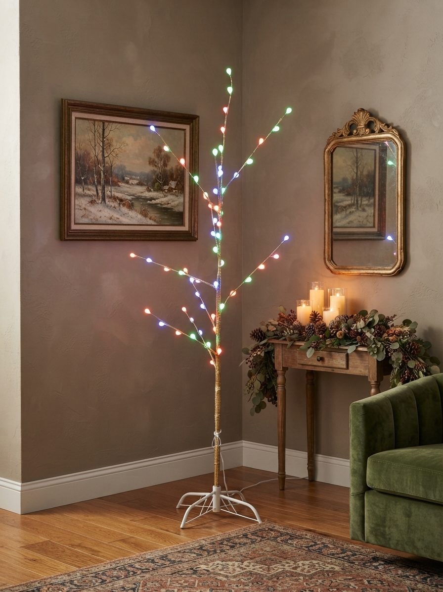 ARBOL CON LUZ LED COLORES ESFERAS 150CM