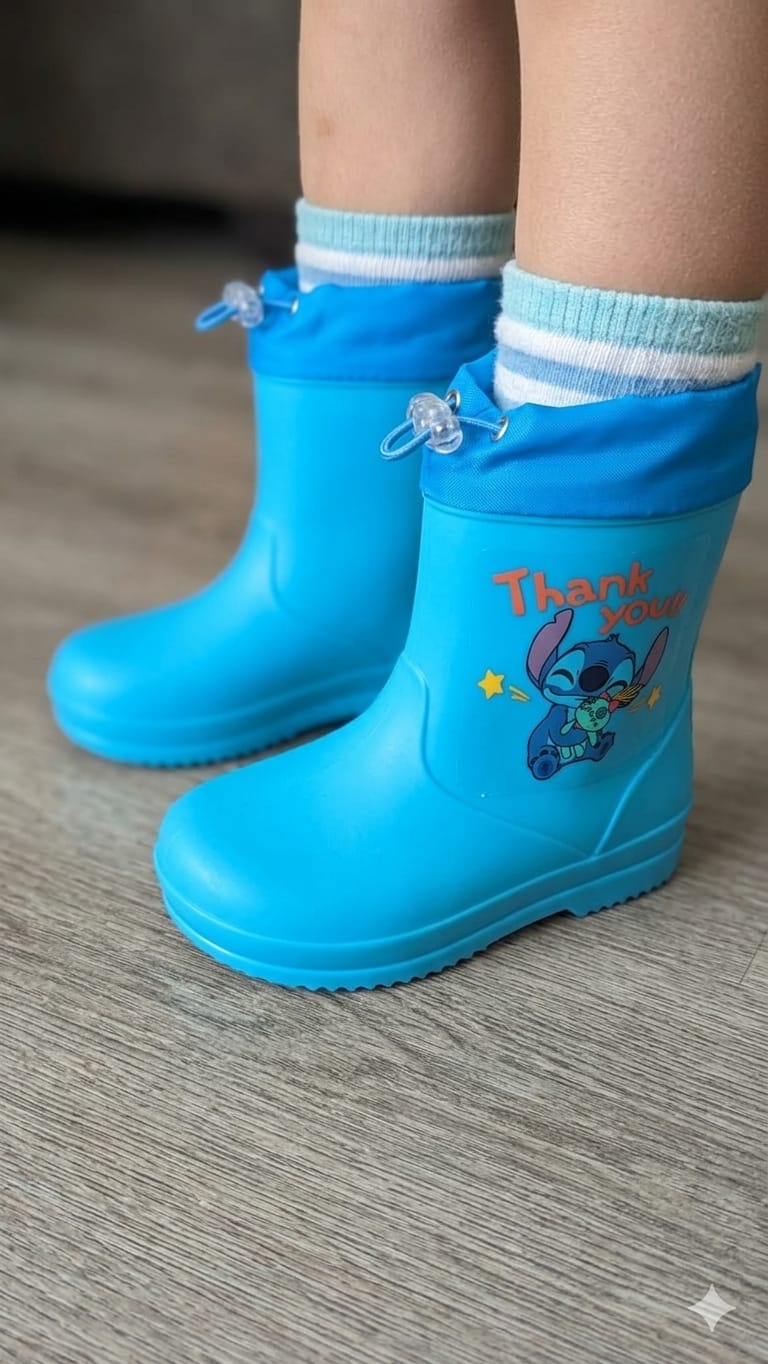 BOTA DE LLUVIA PERSONAJES STITCH AZUL 17CM (170)