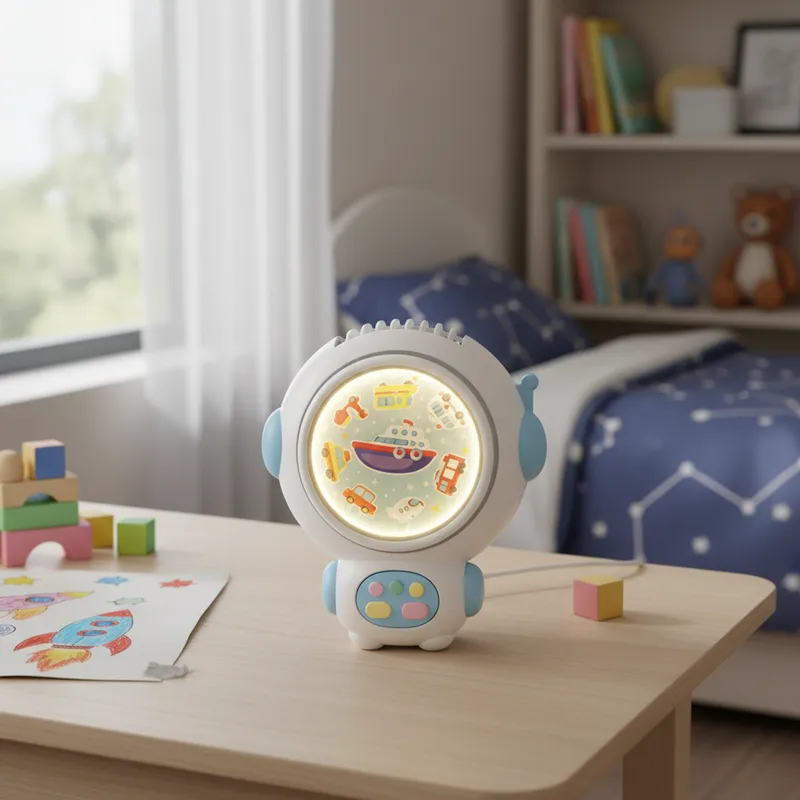 MINI VENTILADOR LUZ LED AZUL