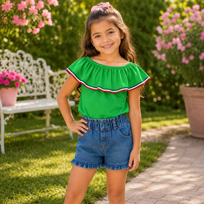 BLUSA MEXICANA NIÑA VERDE CH
