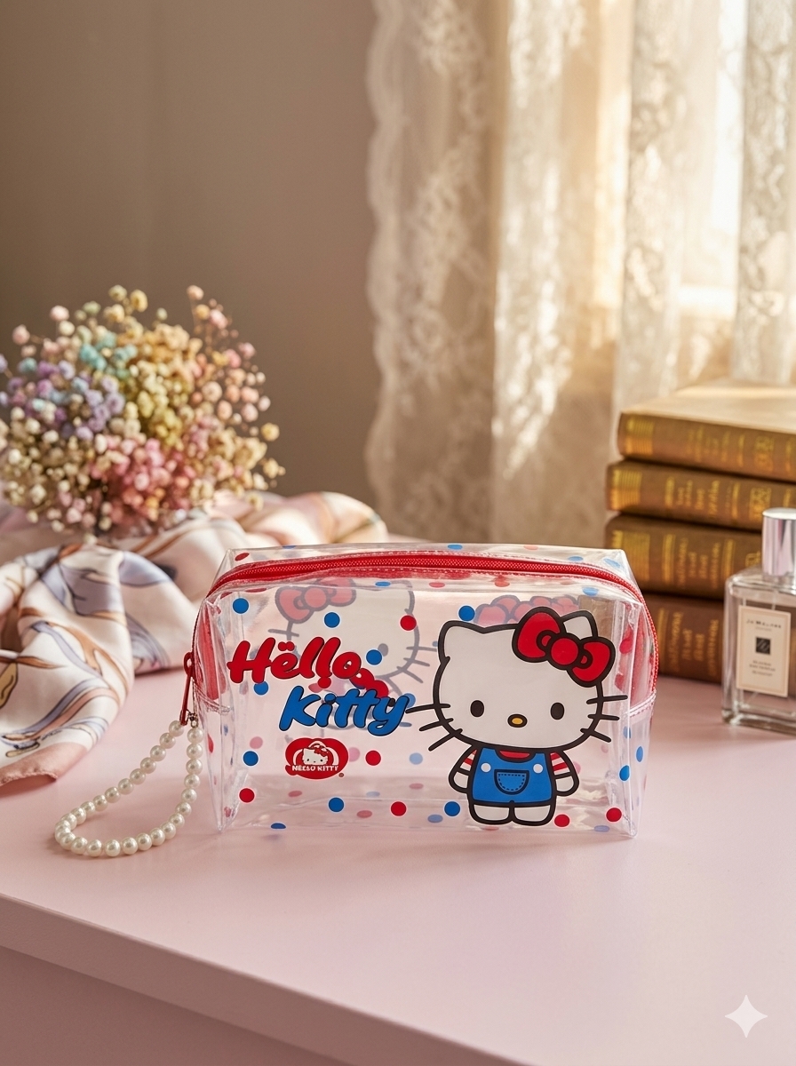LAPICERA COSMETIQUERA HELLO KITTY ROJO