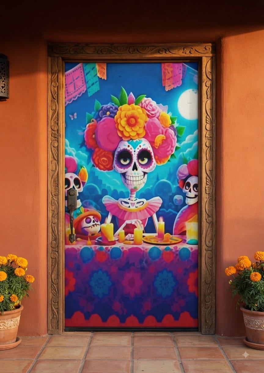 FUNDA CUBRE PUERTA HALLOWEEN-DIA DE MUERTOS MOD.10