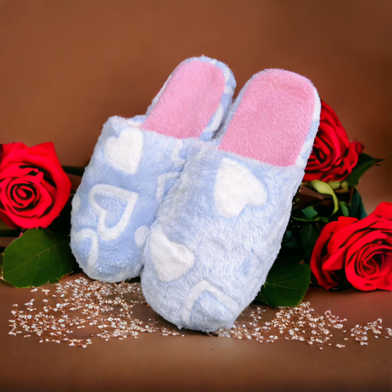 PANTUFLAS CORAZON CELESTE 36-37 (23-23.5 CM)