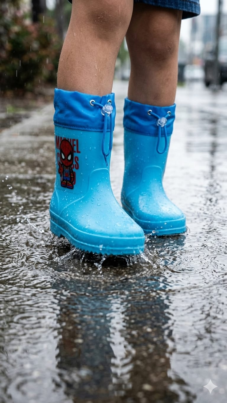 BOTA DE LLUVIA PERSONAJES SPIDERMAN AZUL 20CM (200)