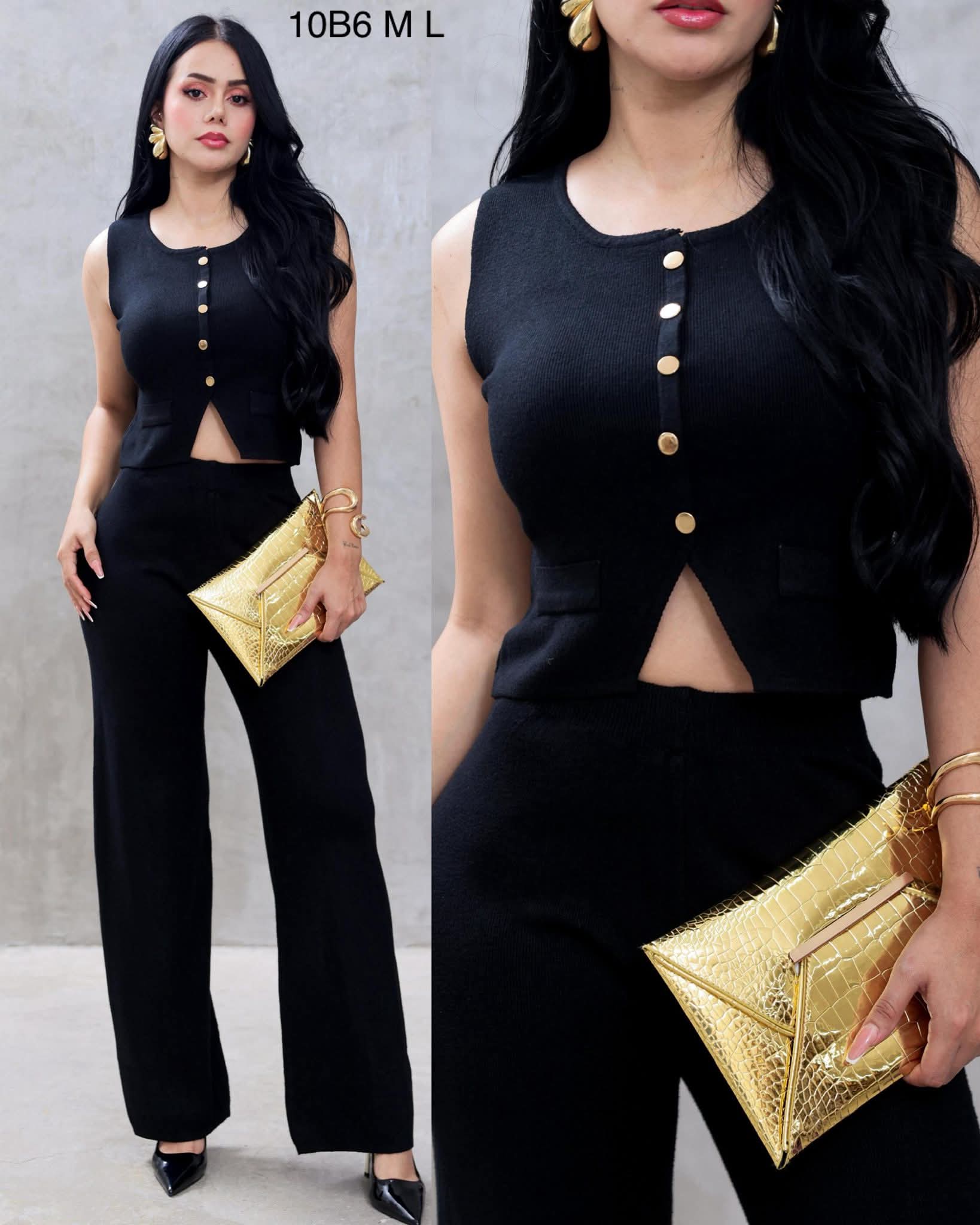 CONJUNTO BOMY PANTALON Y BLUSA NEGRO M