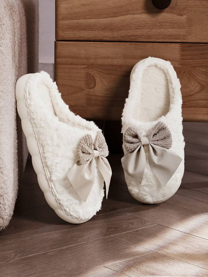 PANTUFLA CON MOÑO BEIGE 22.5-23CM (36-37)