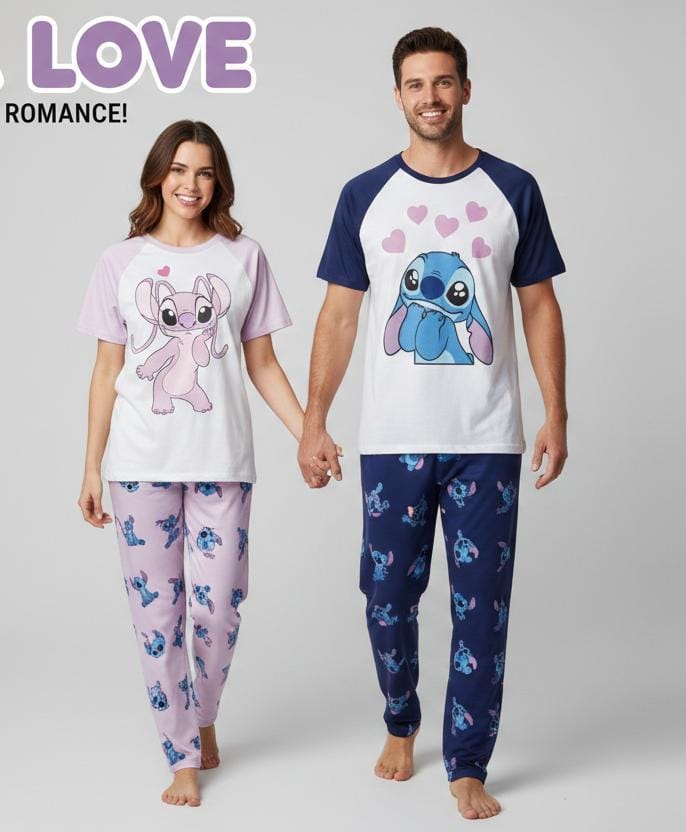 DUO PIJAMAS PAREJAS STITCH Y ANGEL BRUSH