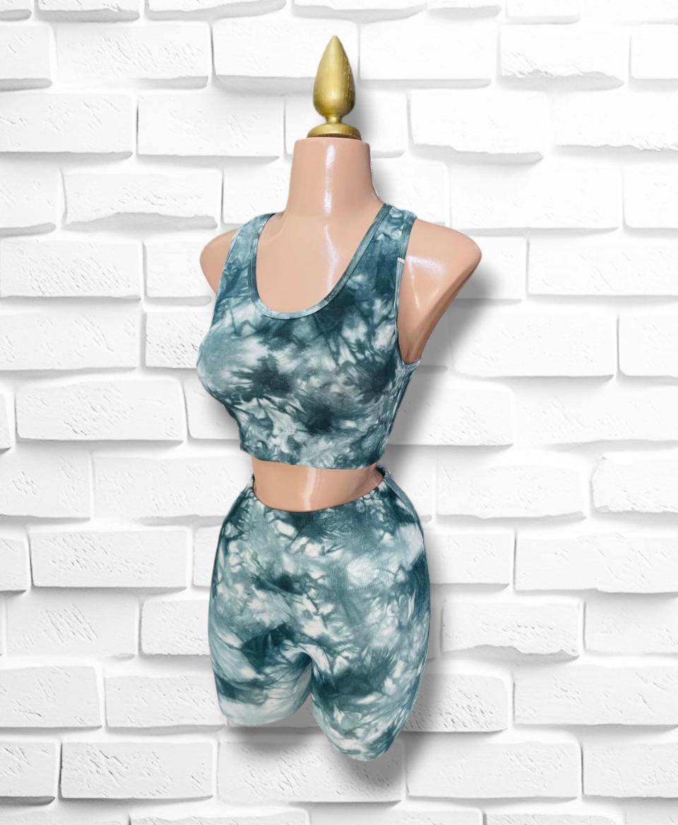 CONJUNTO DEPORTIVO SHORT TIE DYE VERDE #16