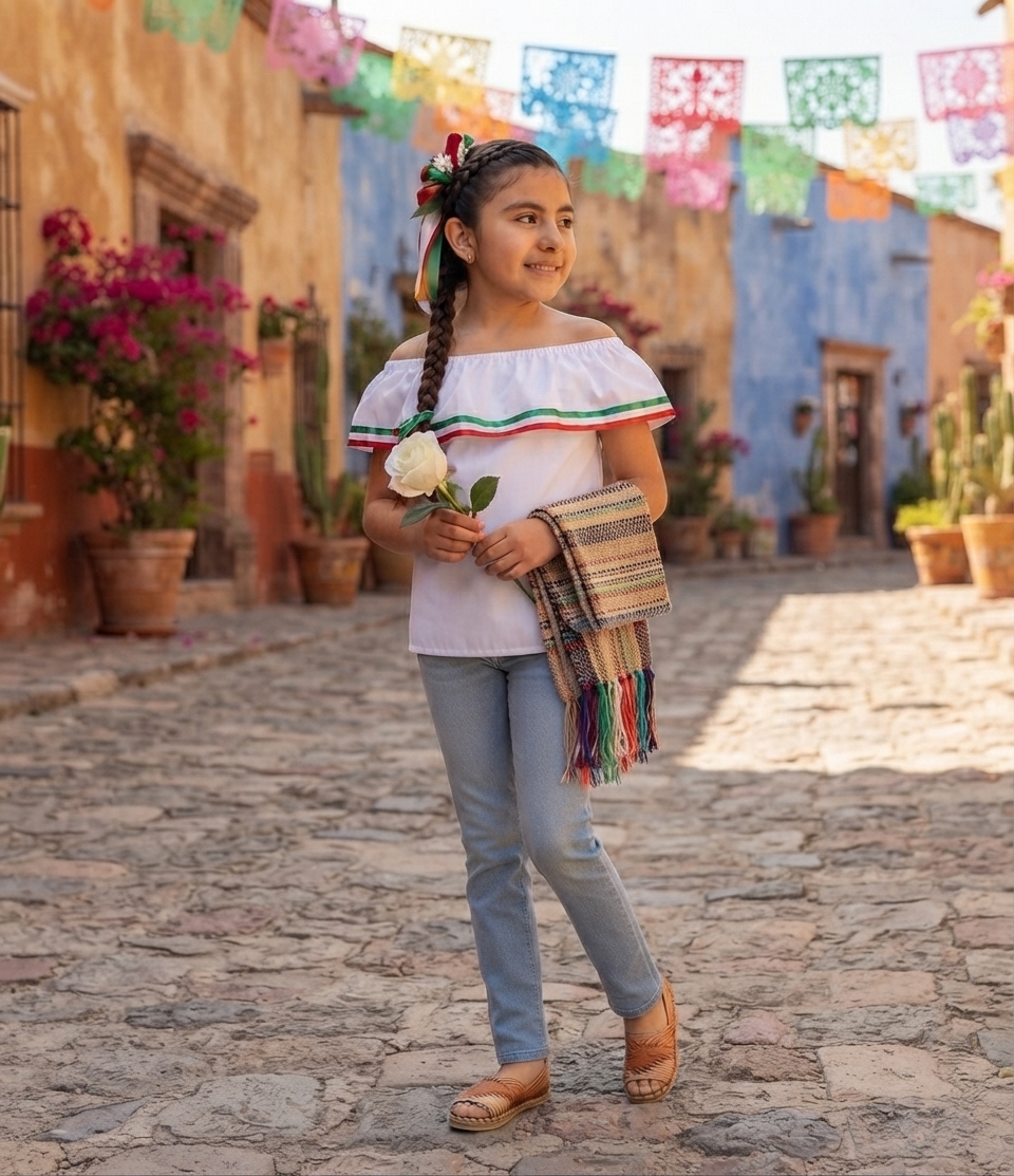 BLUSA MEXICANA NIÑA BLANCO G