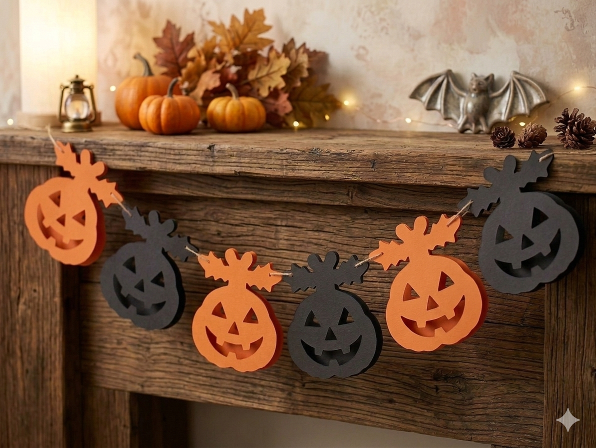GUIRNALDAS HALLOWEEN CALABAZA/HOJAS