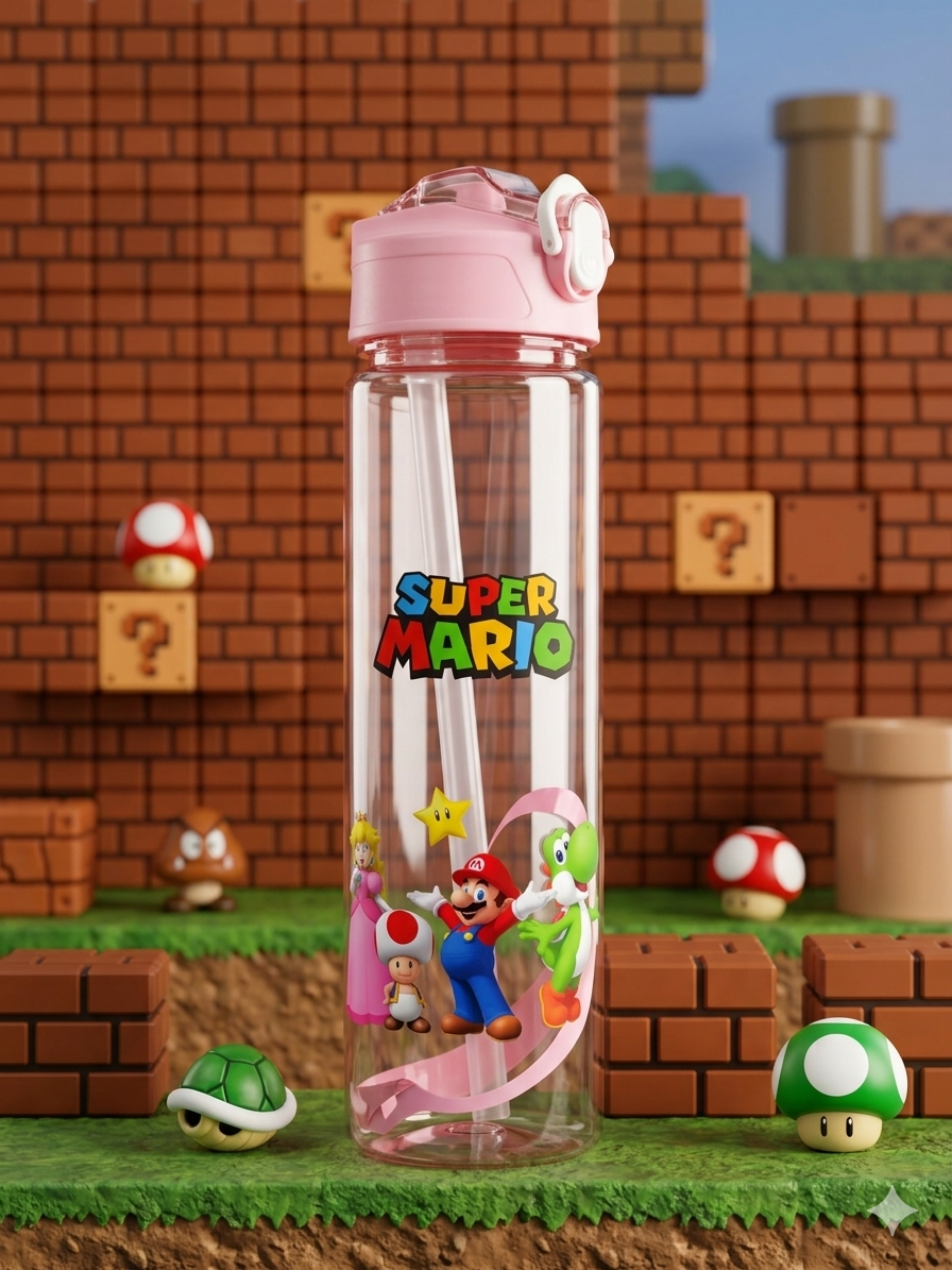 BOTELLA MARIO BROS ROSA