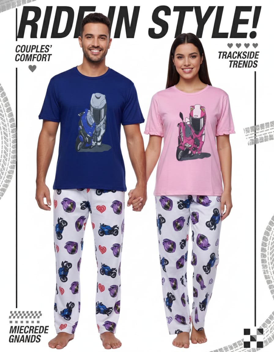 DUO PIJAMAS PAREJAS MOTOS FRANEL