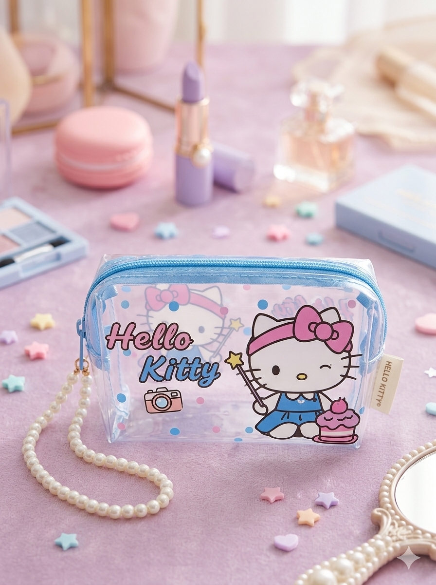 LAPICERA COSMETIQUERA HELLO KITTY CELESTE