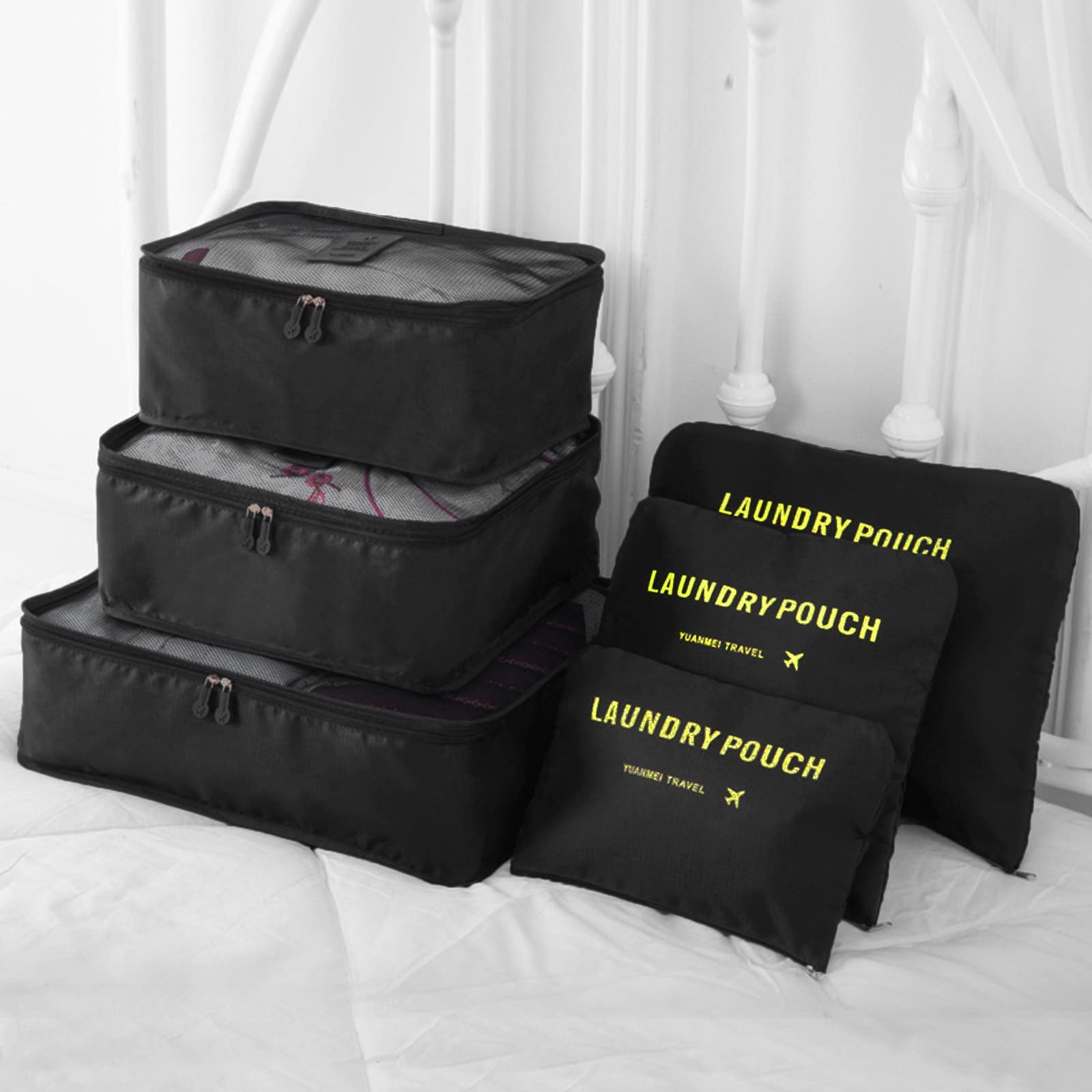 KIT BOLSA DE VIAJE 5 PIEZAS NEGRO