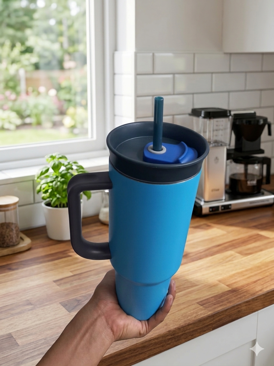 TERMO CON AGARRADERA 40 OZ AZUL