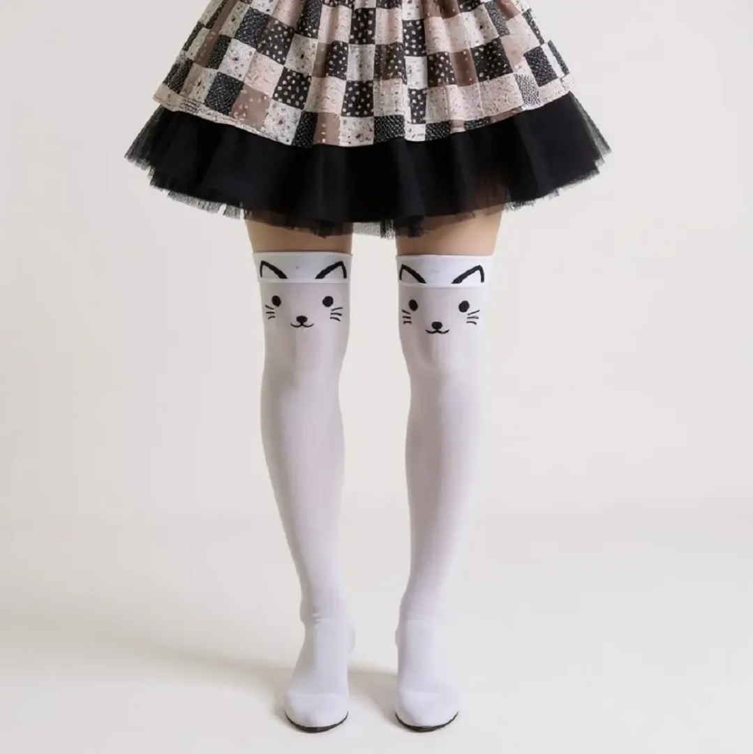 MEDIAS LARGAS HALLOWEEN GATO BLANCO