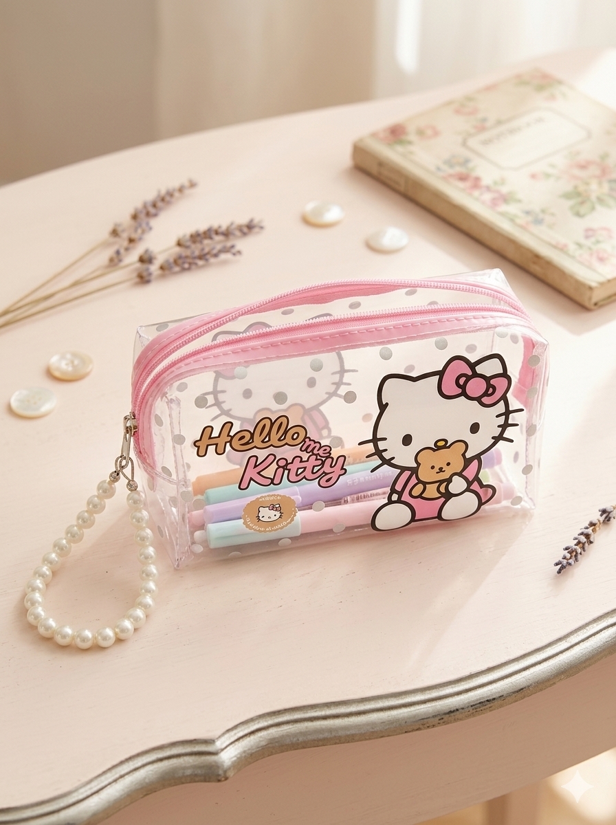 LAPICERA COSMETIQUERA HELLO KITTY ROSA PASTEL