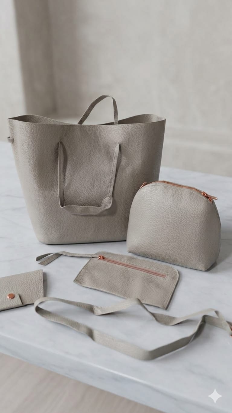 BOLSA TOTE 4 PZ GRIS CLARO