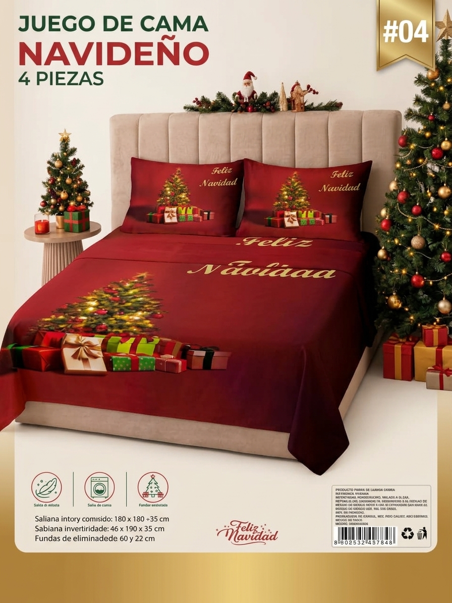 JUEGO DE SABANAS NAVIDEÑO MATRIMONIAL MOD.4