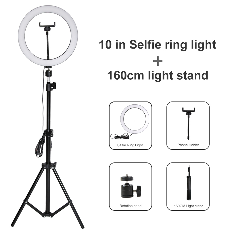 ARO DE LUZ 10 PULGADAS Y TRIPIE DE 1.6M