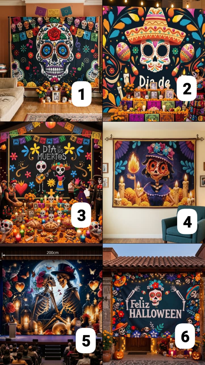 TELON HALLOWEEN DIA DE MUERTOS 200X250CM