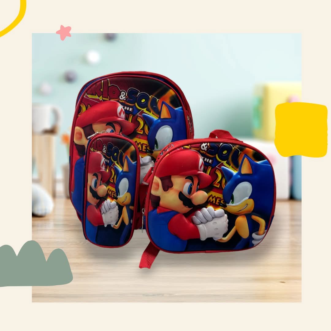 MOCHILA COMBO PRESCOLAR CON LUZ MARIO BROS #234