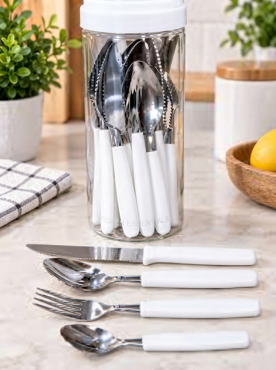 SET DE 24 CUBIERTOS BLANCO