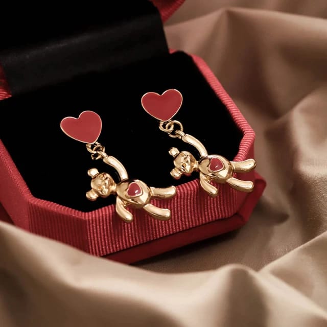 ARETES OSITO CON CORAZON