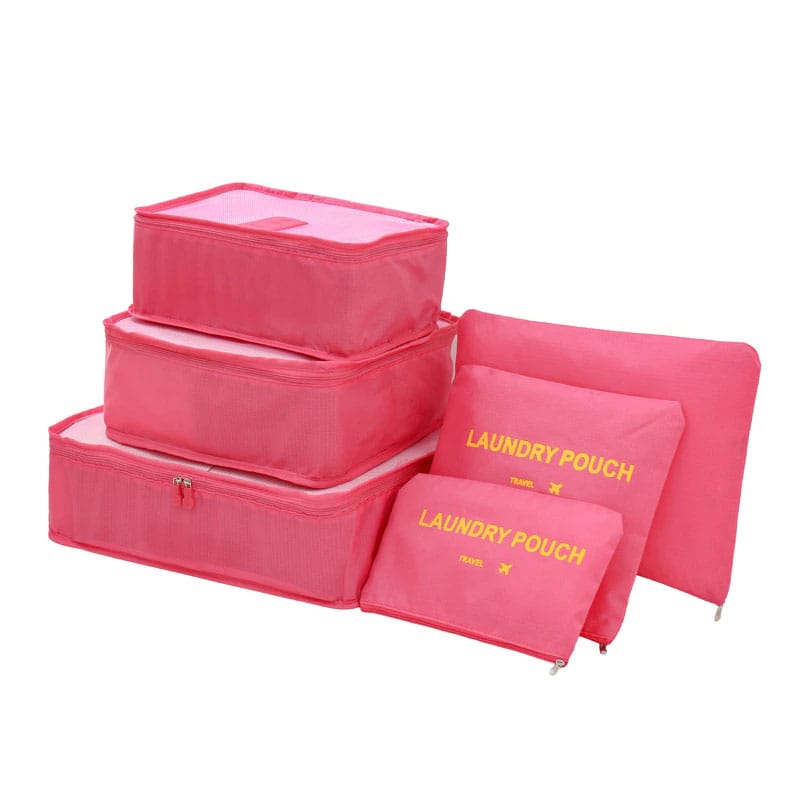 KIT BOLSA DE VIAJE 6 PIEZAS FUCSIA