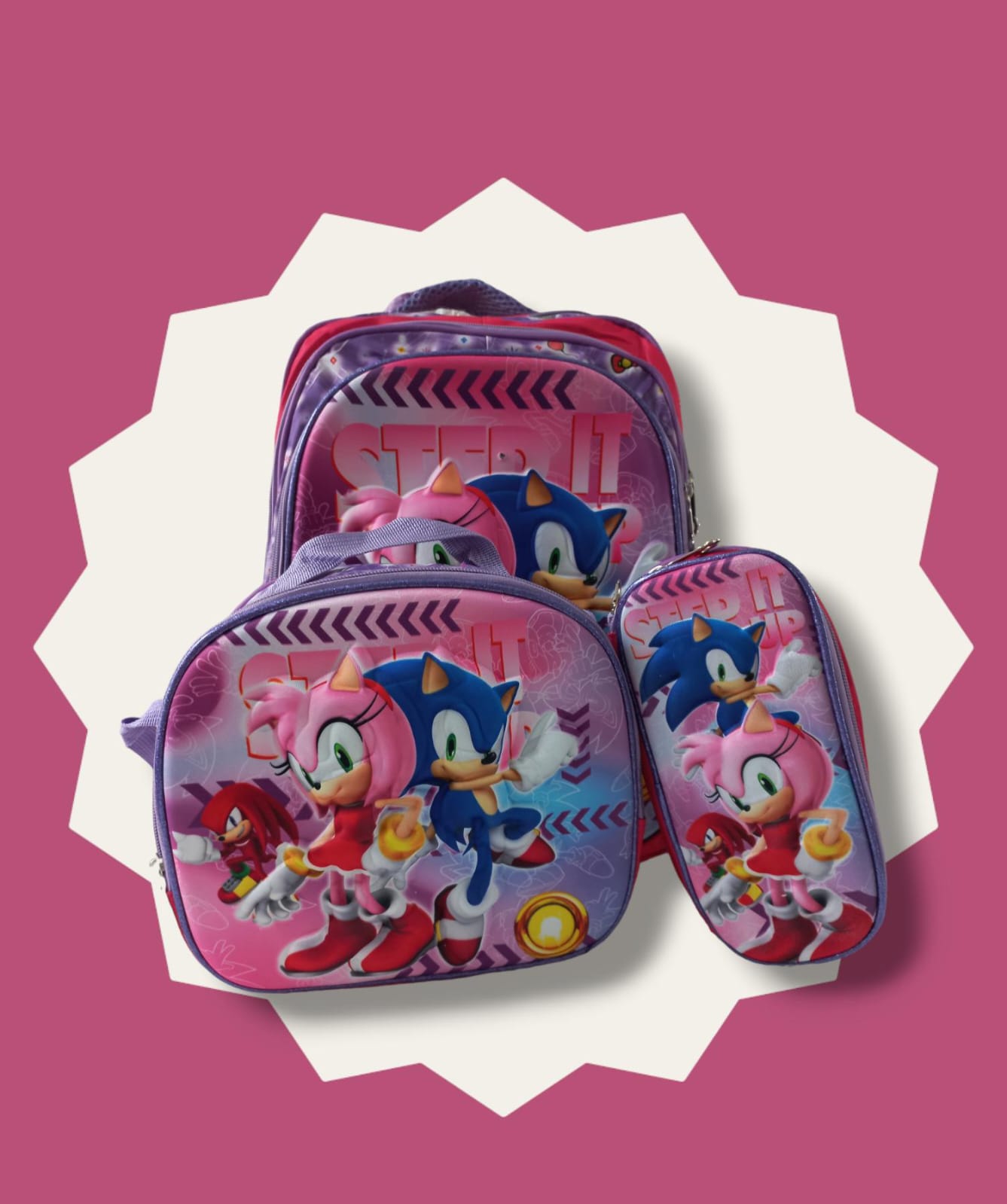 COMBO TRIO MOCHILA LUZ LED SONIC 1603