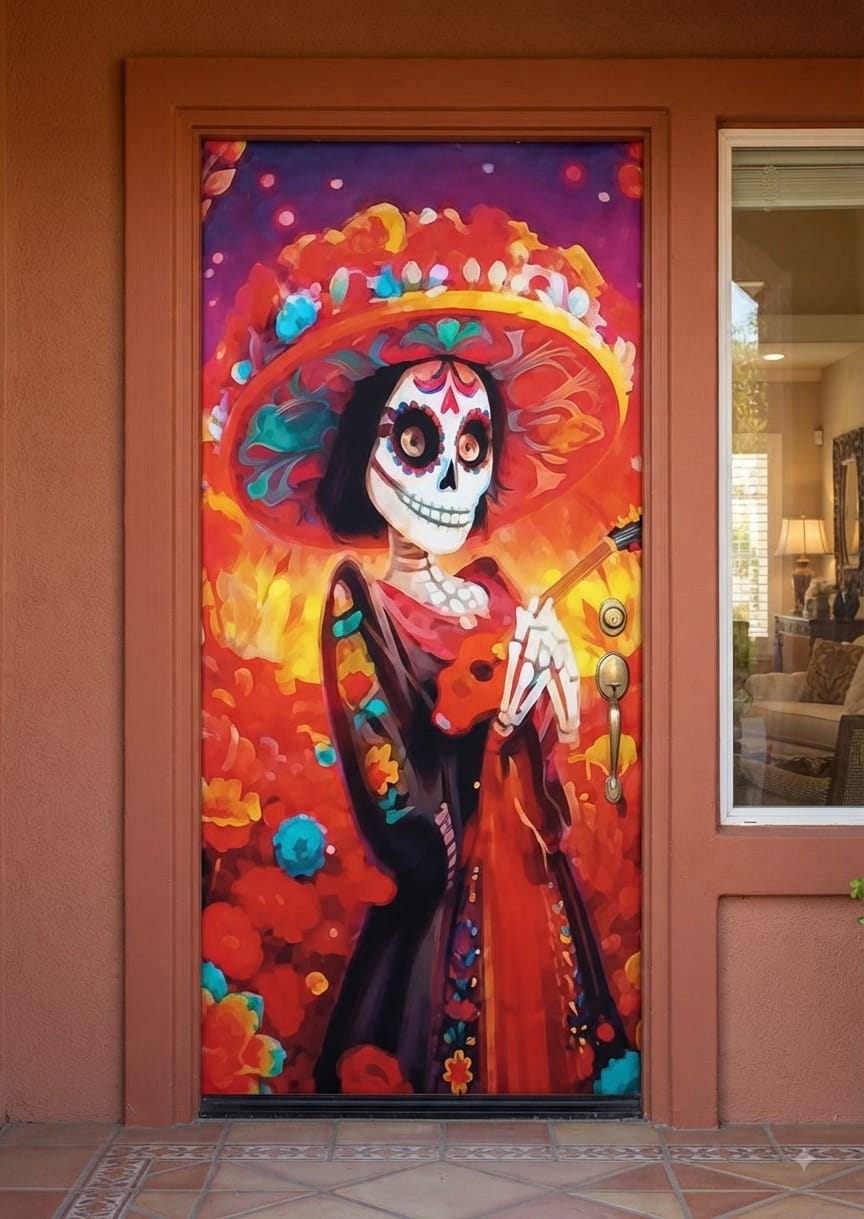 FUNDA CUBRE PUERTA HALLOWEEN-DIA DE MUERTOS MOD.8