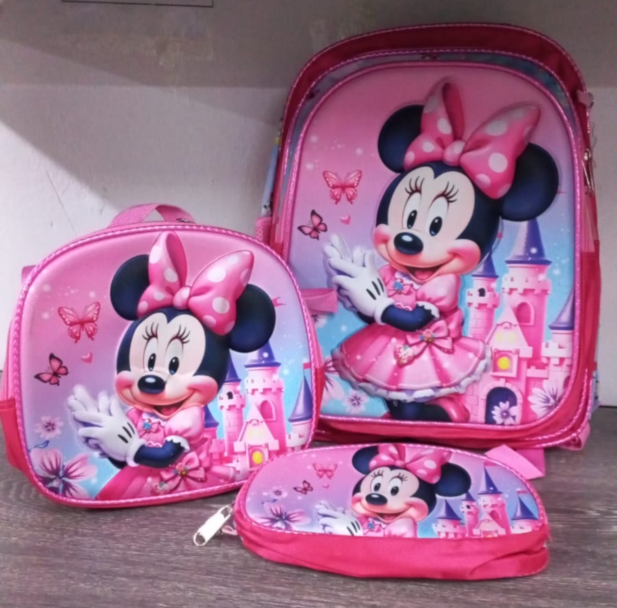 COMBO MOCHILA CON LUZ MINNIE #918