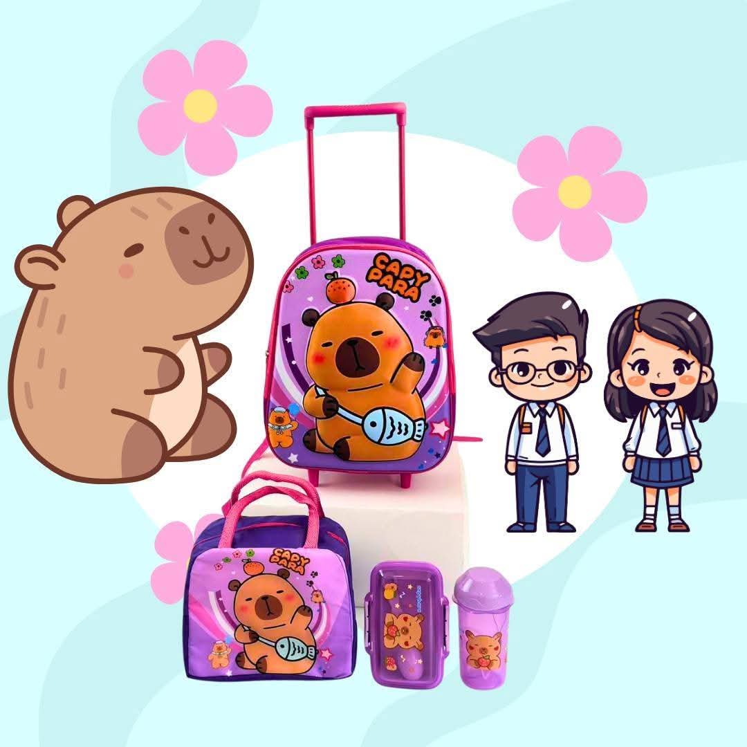 COMBO MOCHILA KINDER CAPIBARA NIÑA