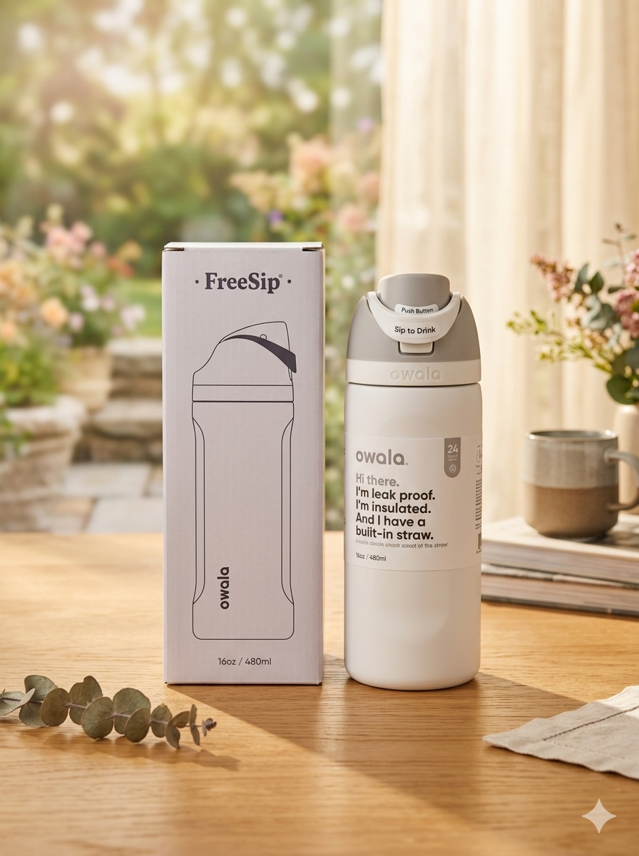 OWALA KIDS FREE SIP 16OZ BLANCO/GRIS