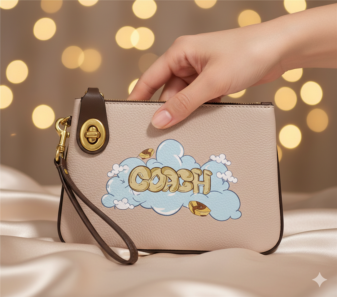 BOLSA MONEDERO COACH BEIGE-BROWN