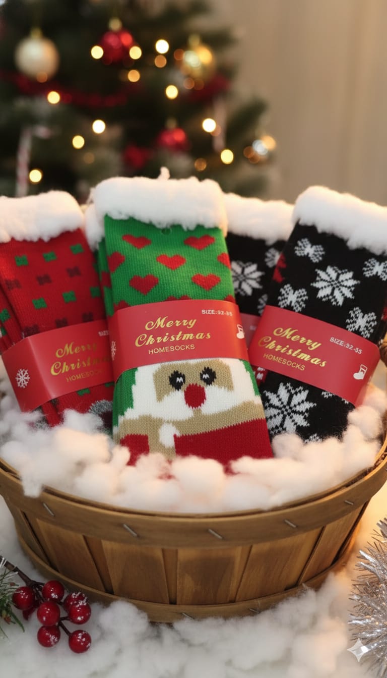 1 PAR DE CALCETAS NAVIDEÑAS PARA NIÑOS AL AZAR