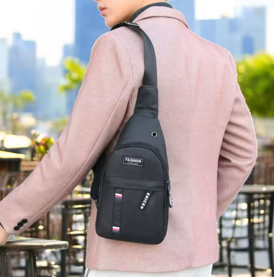 BANDOLERA BOLSO MOCHILA CABALLERO NEGRO