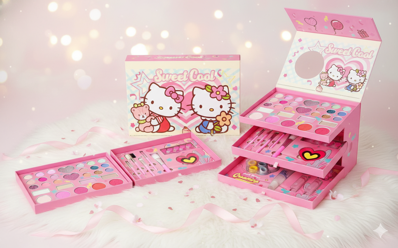 CAJA HELLO KITTY MAQUILLAJE 3 PARTES