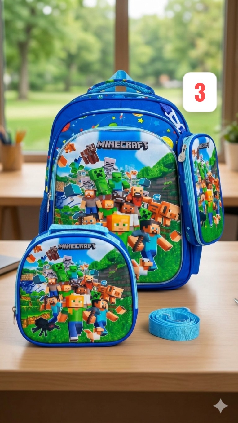 COMBO MOCHILA CON LUZ MINECRAF #302-2
