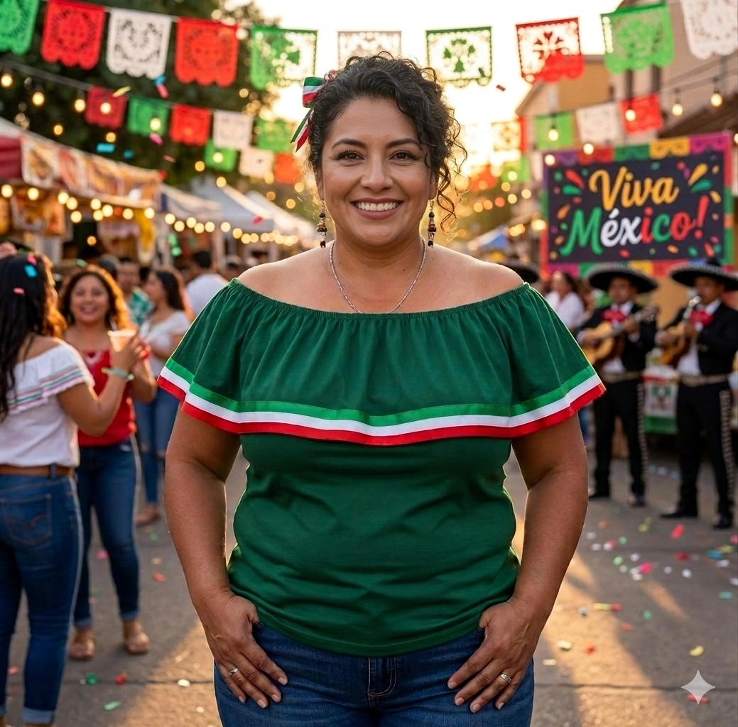 BLUSA CAMPESINA MEXICANA XL VERDE