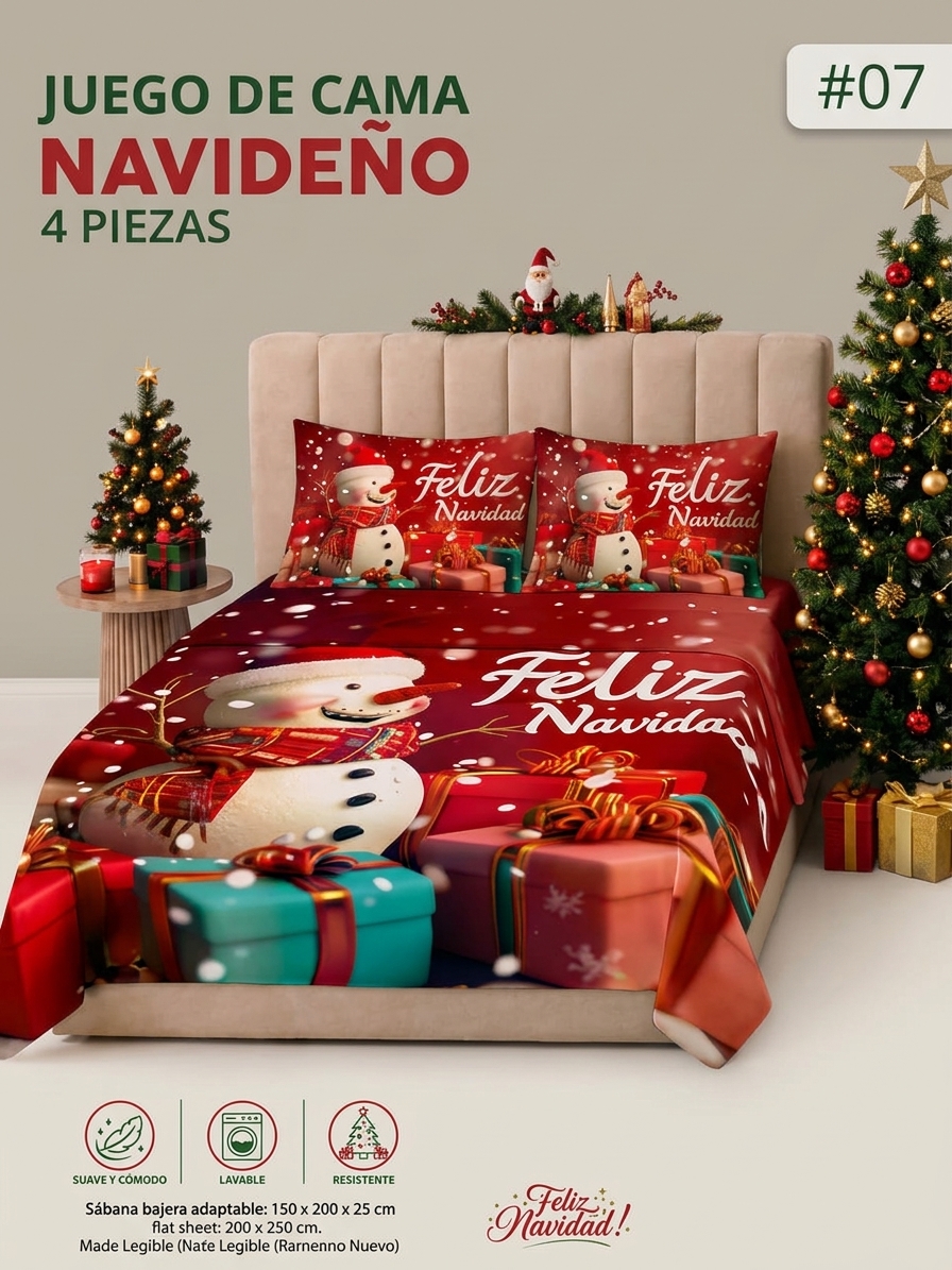 JUEGO DE SABANAS NAVIDEÑO MATRIMONIAL MOD.7