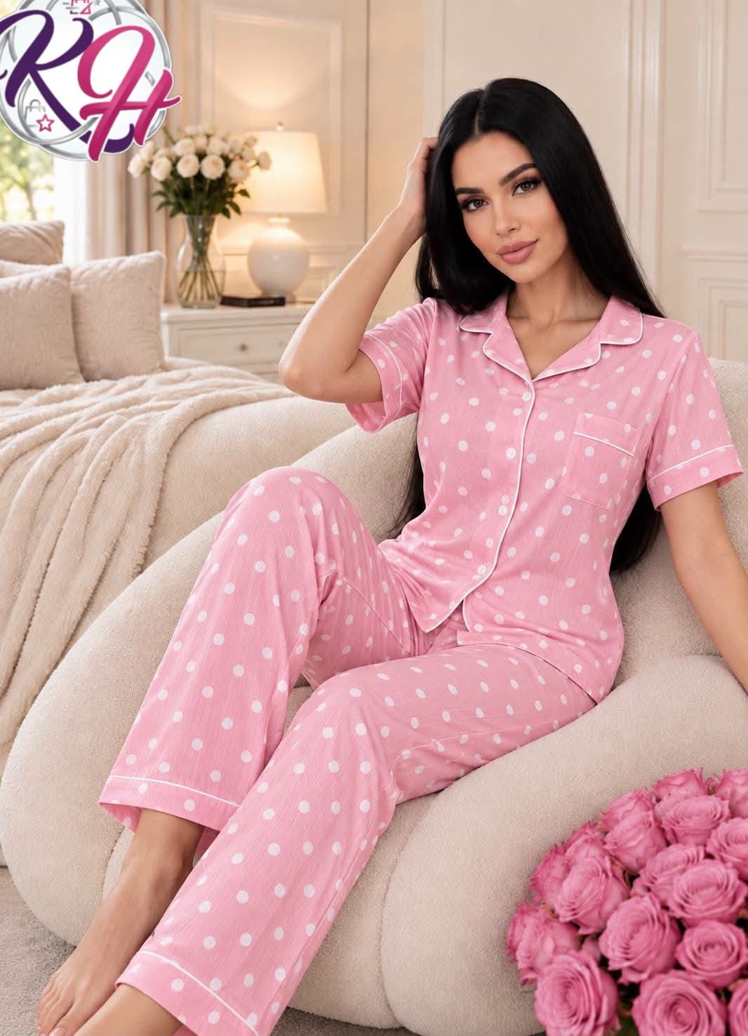 CONJUNTO PIJAMA LUNARES ROSA M