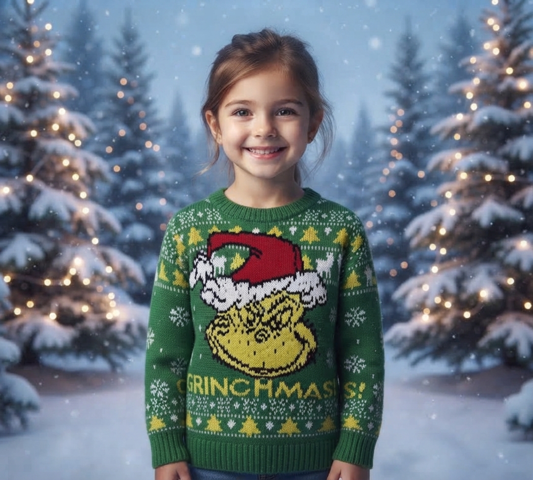 SUETER NAVIDEÑO NIÑOS GRINCH VERDE 4-6 AÑOS (110)