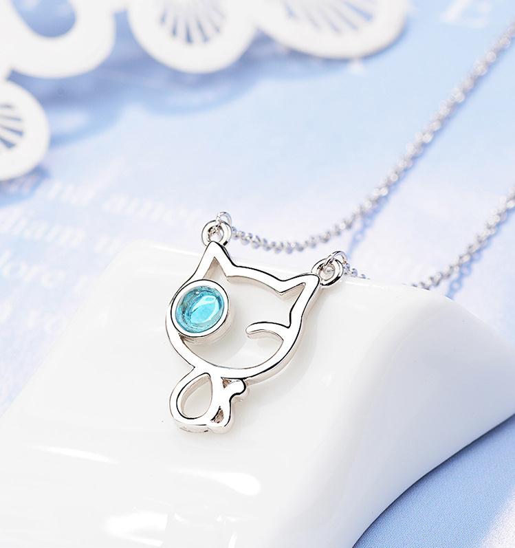 COLLAR GATITO PIEDRA AZUL