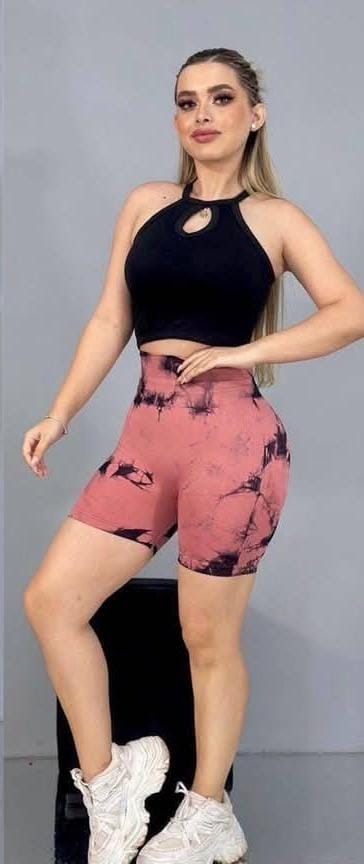 SHORT LYCRA TIE DYE #24G CORAL M