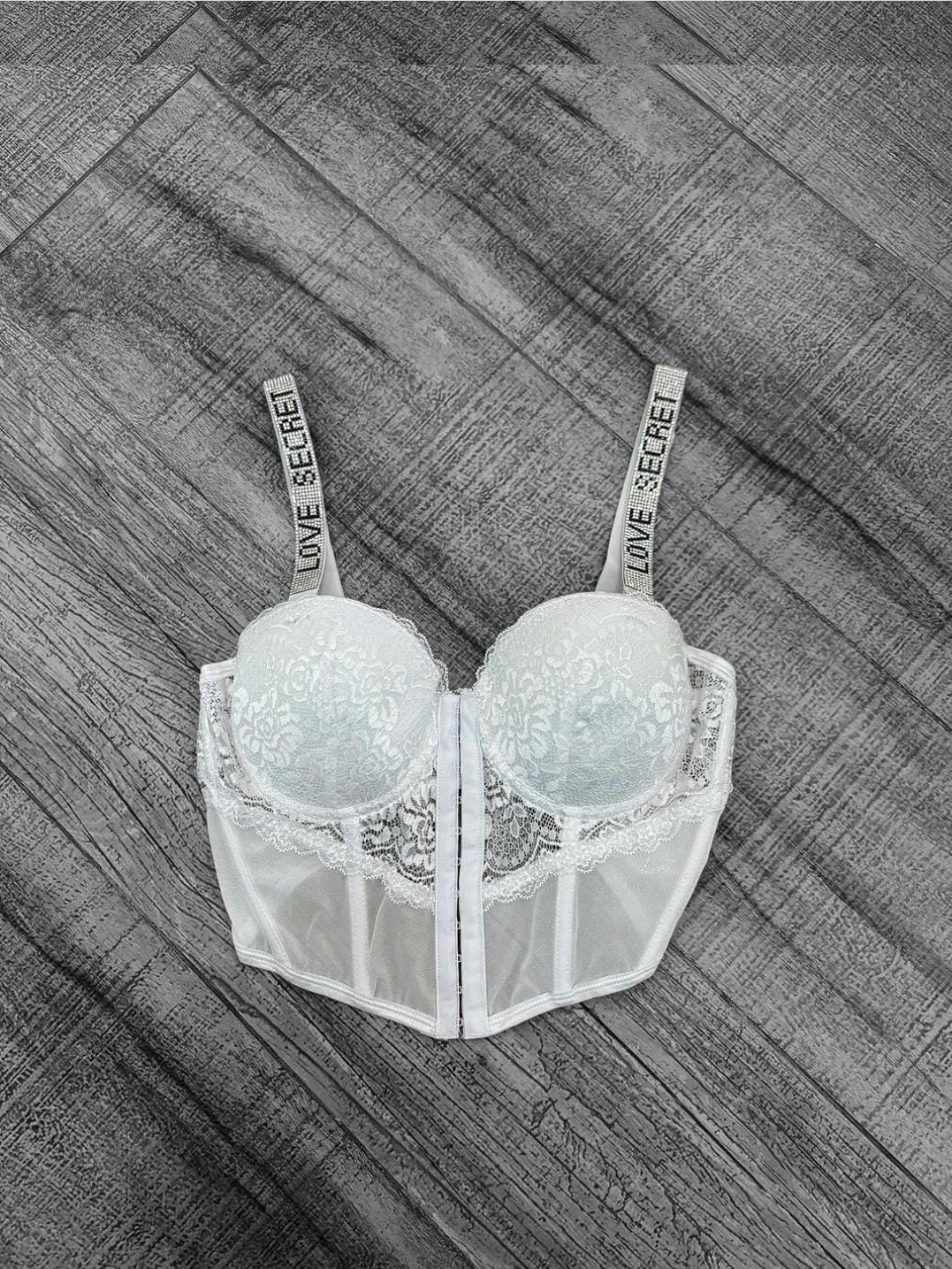 CORSET ENCAJE TRANSLUCIDO 077 BLANCO L