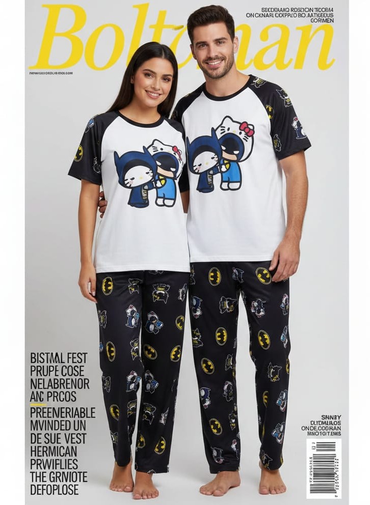 DUO PIJAMAS PAREJAS BATMAN Y HELLO KITTY BRUSH