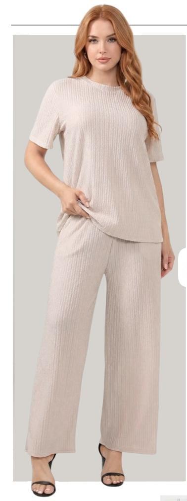 CONJUNTO PANTALON Y BLUSA HUESO