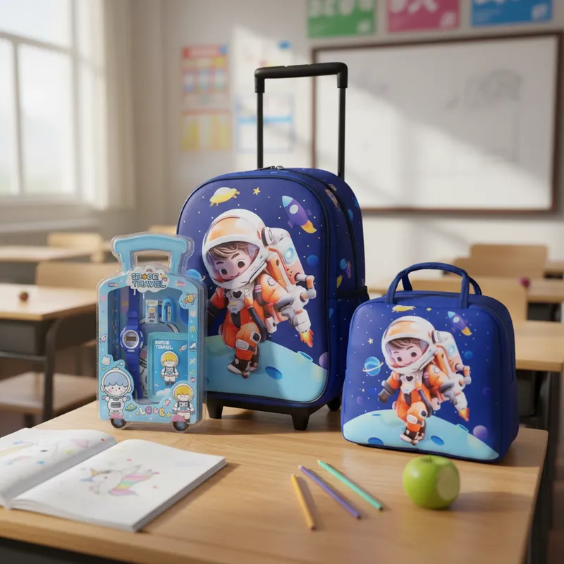 MOCHILA CARRITO CON LONCHERA Y KIT NIÑO ASTRONAUTA